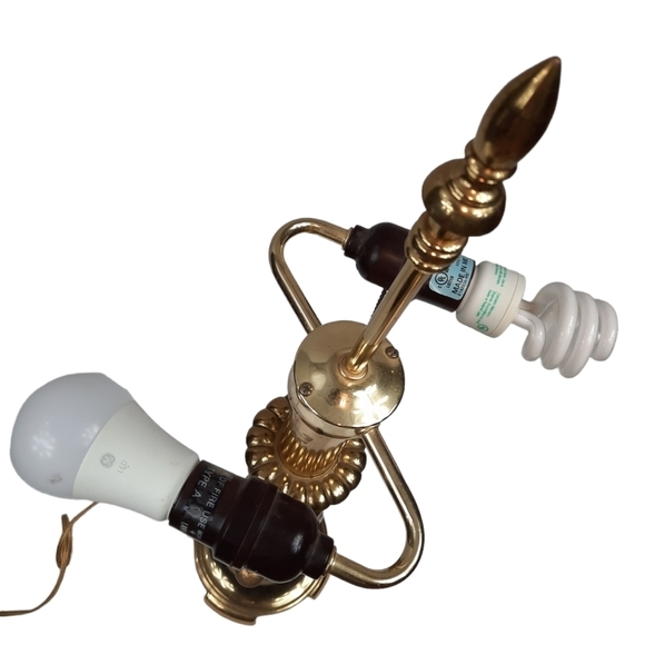 Brass Candle Stick Lamp Large Hollywood Regency Vintage 1950s - Picture 5 of 15